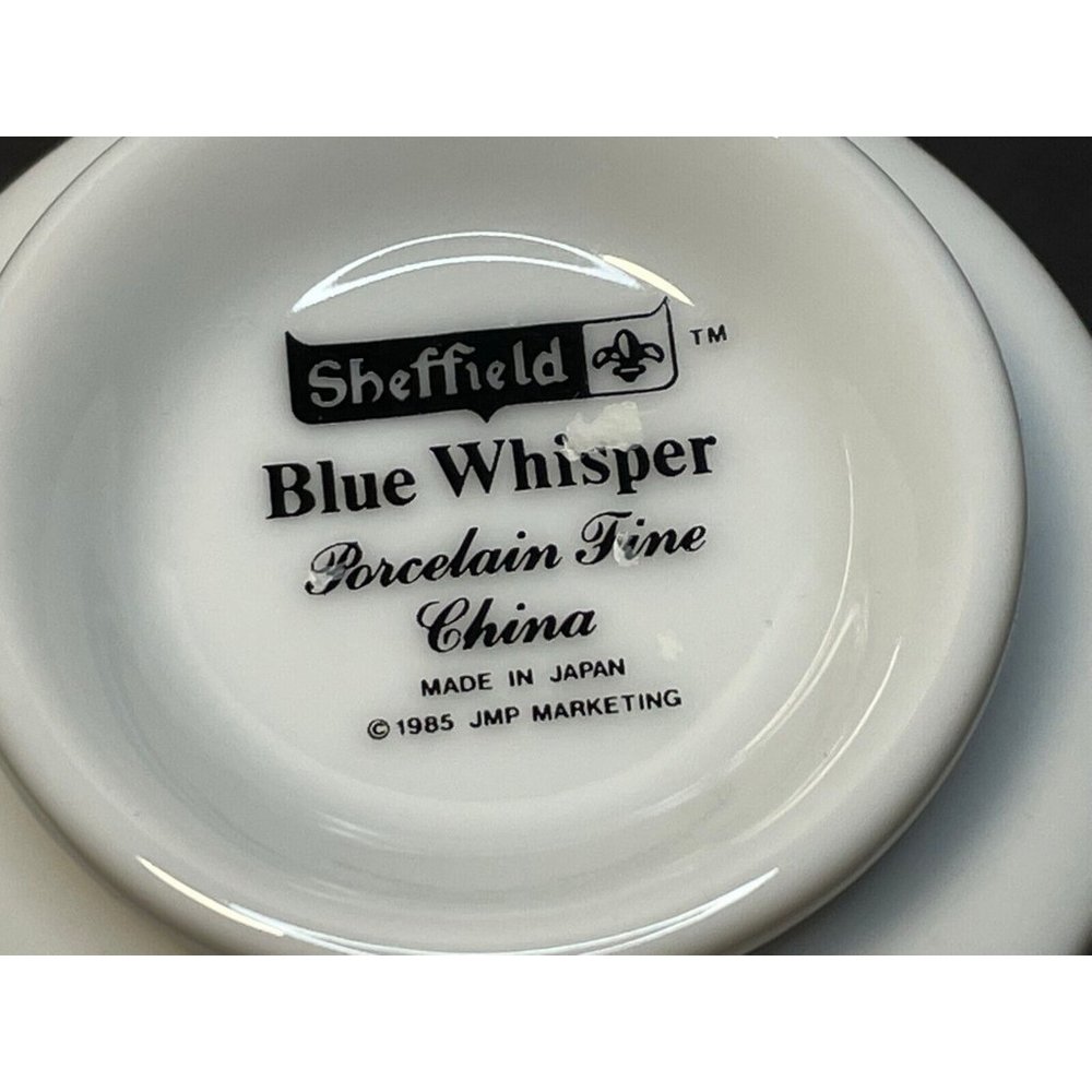 Blue Whisper by Sheffield coffee cups & saucers set of 6 made in Japan 1985 tea - Picture 4 of 16